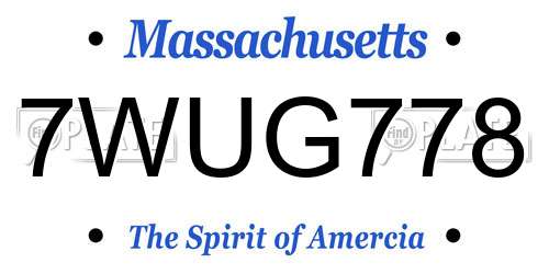 7WUG778 Massachusetts License Plate
