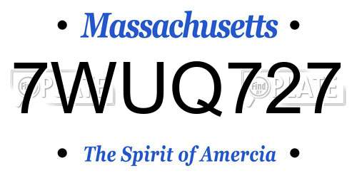 7WUQ727 Massachusetts License Plate