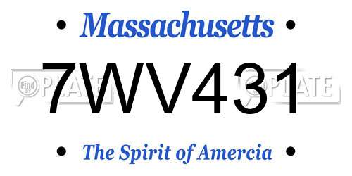7WV431 Massachusetts License Plate