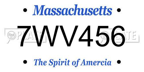 7WV456 Massachusetts License Plate
