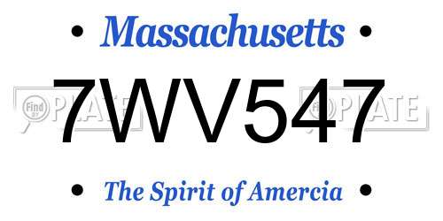 7WV547 Massachusetts License Plate