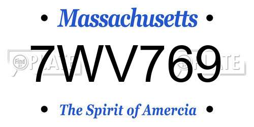 7WV769 Massachusetts License Plate