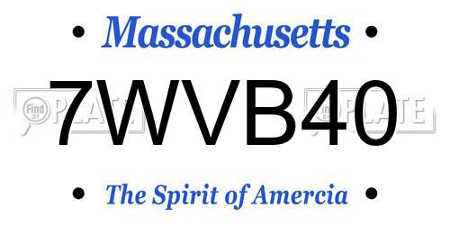 7WVB40 Massachusetts License Plate