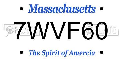 7WVF60 Massachusetts License Plate
