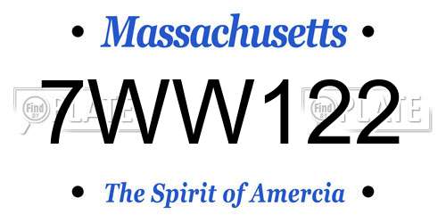 7WW122 Massachusetts License Plate