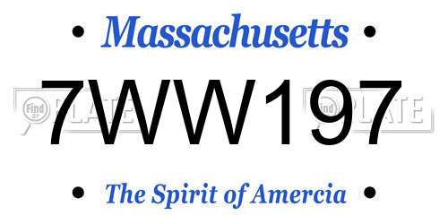 7WW197 Massachusetts License Plate