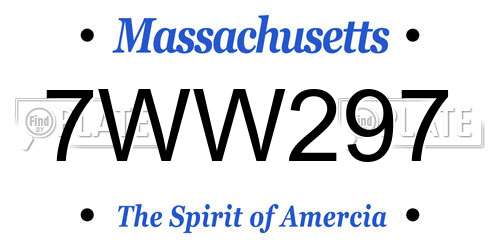 7WW297 Massachusetts License Plate