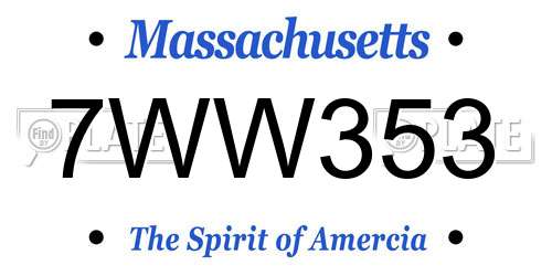 7WW353 Massachusetts License Plate