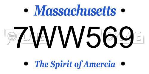 7WW569 Massachusetts License Plate