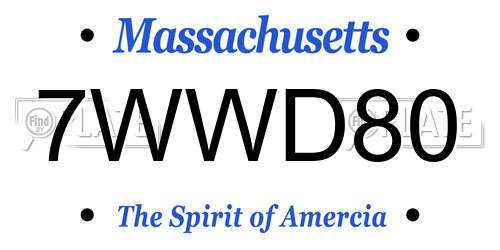 7WWD80 Massachusetts License Plate