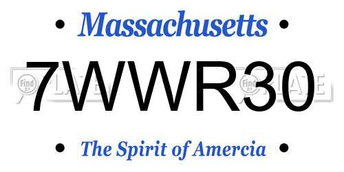 7WWR30 Massachusetts License Plate