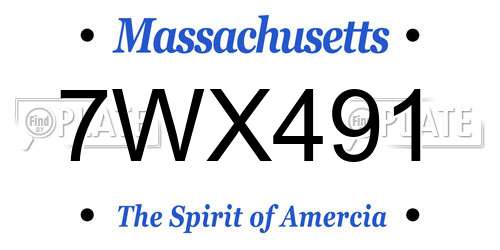 7WX491 Massachusetts License Plate