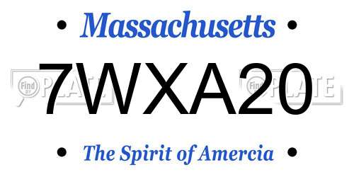 7WXA20 Massachusetts License Plate