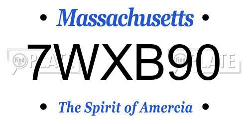 7WXB90 Massachusetts License Plate