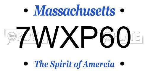7WXP60 Massachusetts License Plate