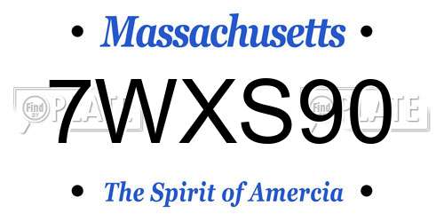 7WXS90 Massachusetts License Plate