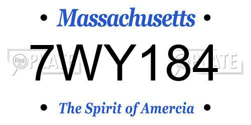 7WY184 Massachusetts License Plate
