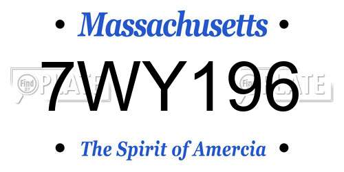 7WY196 Massachusetts License Plate
