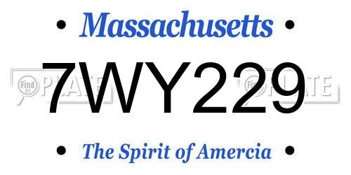 7WY229 Massachusetts License Plate