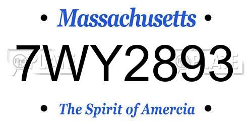 7WY2893 Massachusetts License Plate