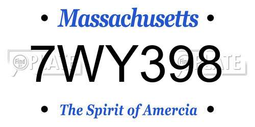 7WY398 Massachusetts License Plate