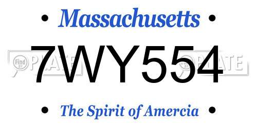 7WY554 Massachusetts License Plate