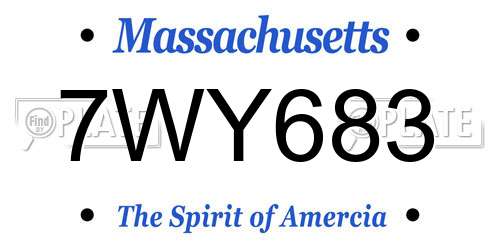 7WY683 Massachusetts License Plate