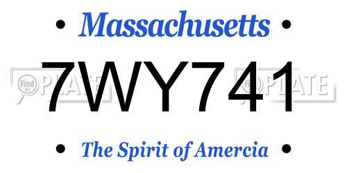 7WY741 Massachusetts License Plate