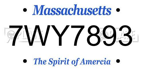 7WY7893 Massachusetts License Plate