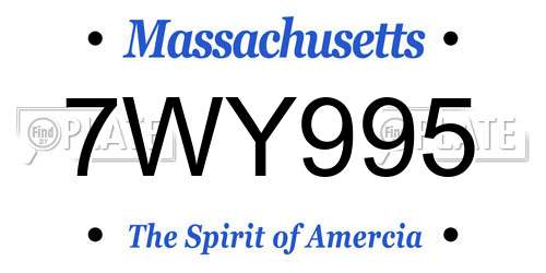 7WY995 Massachusetts License Plate