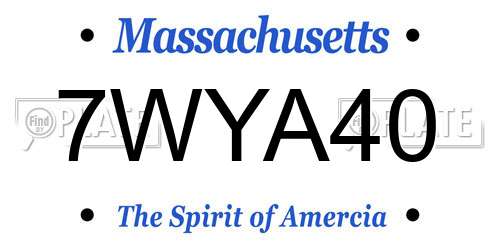 7WYA40 Massachusetts License Plate