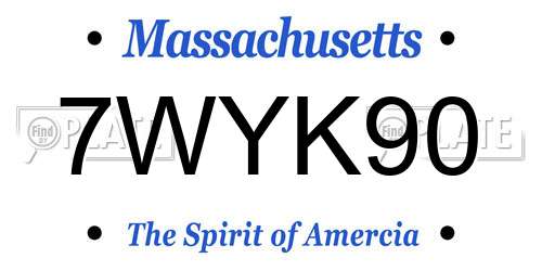 7WYK90 Massachusetts License Plate