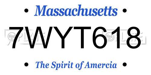 7WYT618 Massachusetts License Plate
