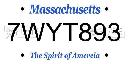 7WYT893 Massachusetts License Plate