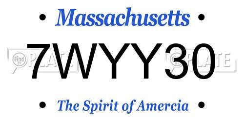 7WYY30 Massachusetts License Plate