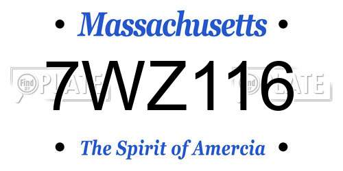 7WZ116 Massachusetts License Plate