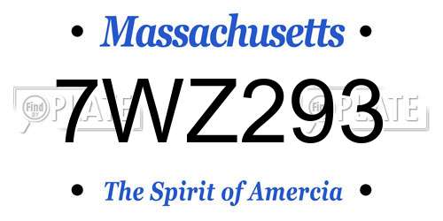 7WZ293 Massachusetts License Plate