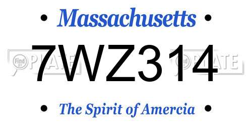 7WZ314 Massachusetts License Plate