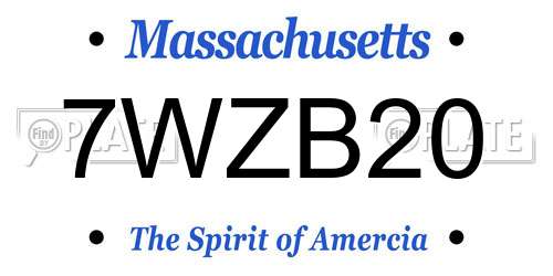 7WZB20 Massachusetts License Plate