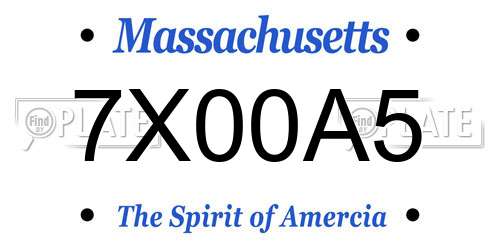 7X00A5 Massachusetts License Plate