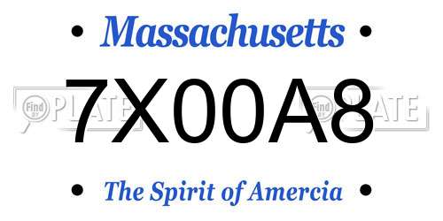 7X00A8 Massachusetts License Plate