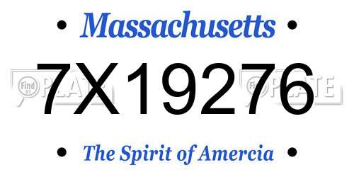 7X19276 Massachusetts License Plate