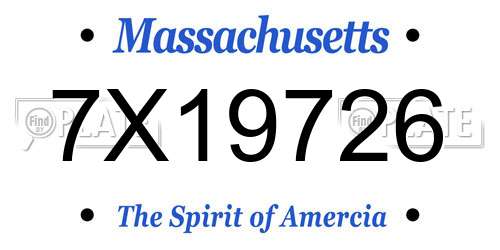 7X19726 Massachusetts License Plate