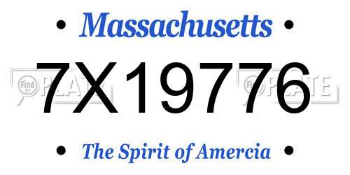 7X19776 Massachusetts License Plate
