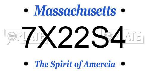 7X22S4 Massachusetts License Plate