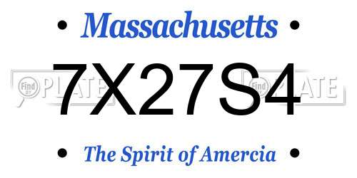 7X27S4 Massachusetts License Plate
