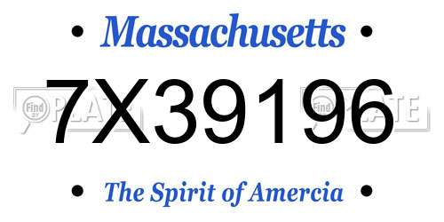 7X39196 Massachusetts License Plate