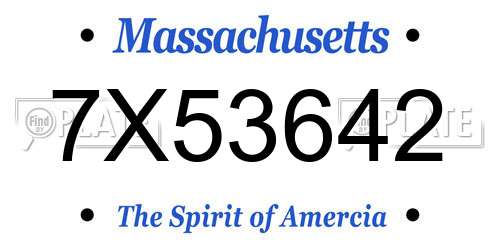 7X53642 Massachusetts License Plate