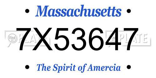 7X53647 Massachusetts License Plate