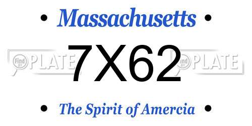 7X62 Massachusetts License Plate